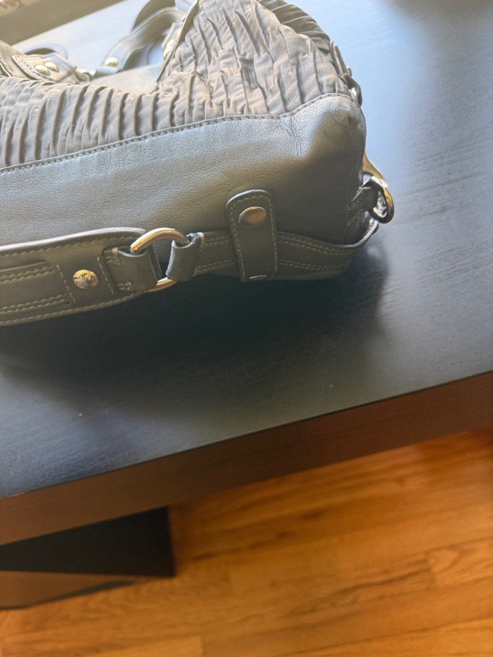 Coach Gray Pleated Leather Crossbody Satchel - Coach - Picture 7 of 17